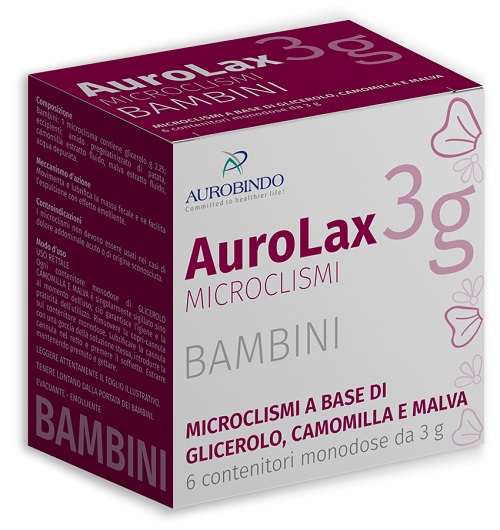 MICROCLISMI PER BAMBINI AUROLAX 6 CONTENITORI 3 G - Farmacia Dott. Pasquale Russo