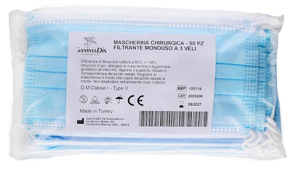 MASCHERINA CHIRURGICA 50 PEZZI GAMMADIS - Farmacia Dott. Pasquale Russo