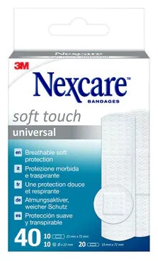 CEROTTO PREPARATO NEXCARE SOFT TOUCH UNIVERSAL 3 MISURE 20 CEROTTI 19X72MM + 10 CEROTTI 25X72MM + 10 CEROTTI TONDI 22,5 MM - Farmacia Dott. Pasquale Russo
