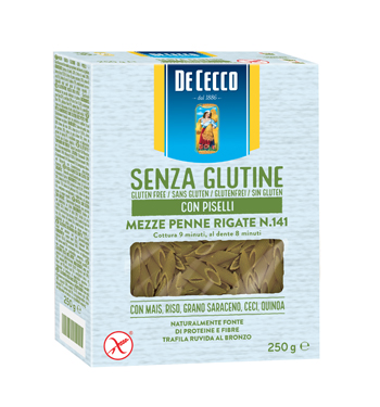 DE CECCO MEZZE PENNE RIGATE N141 CON PISELLI 250 G - Farmacia Dott. Pasquale Russo