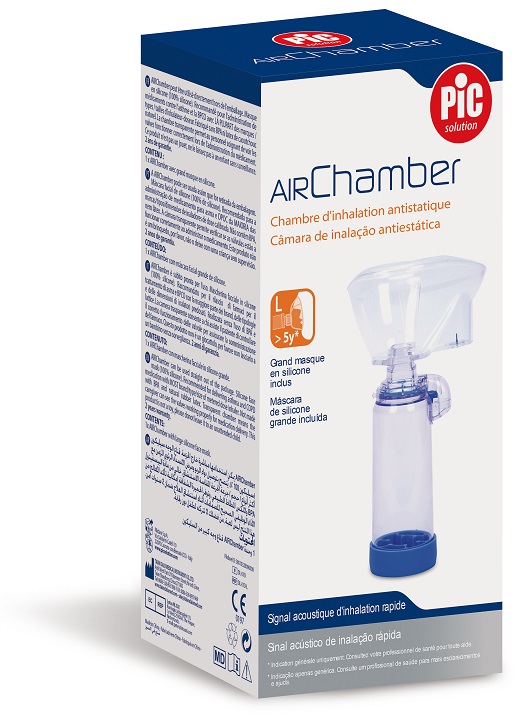 CAMERA DI INALAZIONE ANTISTATICA PIC SOLUTION AIRCHAMBER MASCHERINA FACCIALE IN SILICONE GRANDE L >5 ANNI - Farmacia Dott. Pasquale Russo