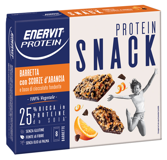 ENERVIT PROTEIN SNACK SCORZE ARANCIA VEGETALE 8 BARRETTE 27 G - Farmacia Dott. Pasquale Russo