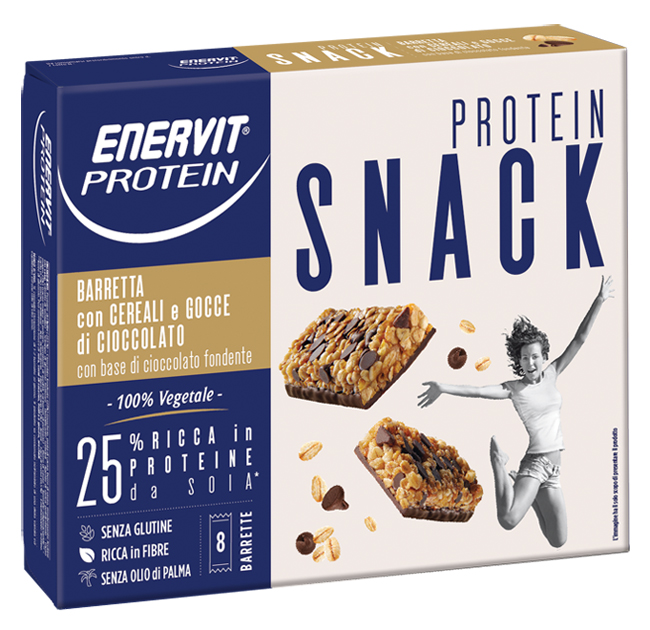 ENERVIT PROTEIN SNACK CEREALI CIOCCOLATO VEGETALE 8 BARRETTE 27 G - Farmacia Dott. Pasquale Russo