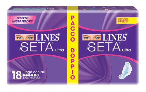 LINES SETA ULTRA ASSORBENTE LUNGO CON ALI 18 PEZZI - Farmacia Dott. Pasquale Russo