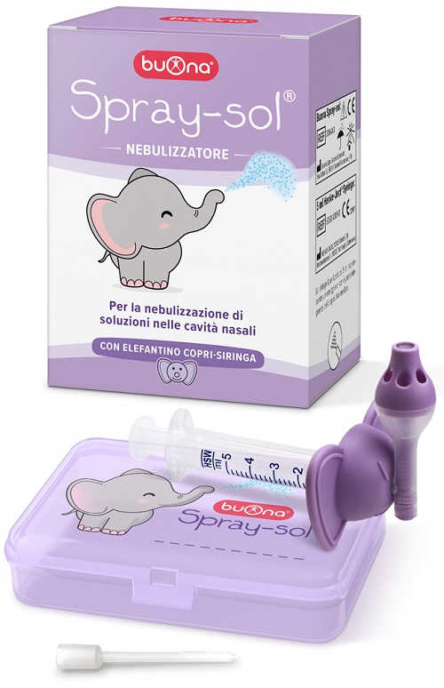 BUONA SPRAY-SOL NEBULIZZATORE SPRAY SOL + AGO CANNULA + SIRINGA LUER LOCK DA 5 ML + ELEFANTINO COPRI-SIRINGA + CONTENITORE - Farmacia Dott. Pasquale Russo