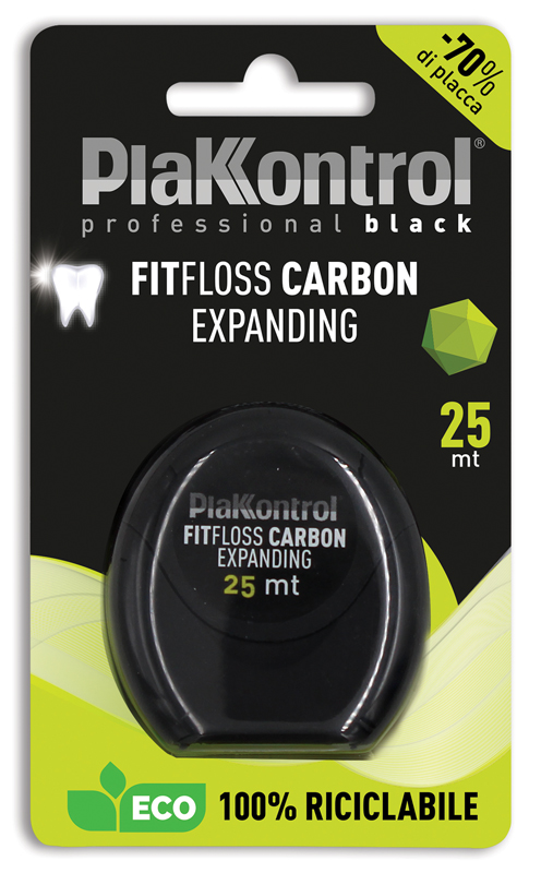 PLAKKONTROL PROFESSIONAL BLACK FITFLOSS CARBON EXPANDING FILO INTERDENTALE 25 METRI FRESH MINT - Farmacia Dott. Pasquale Russo