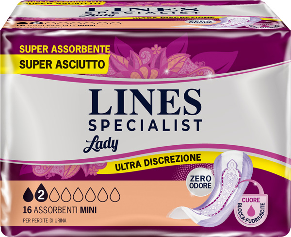 ASSORBENTI PER INCONTINENZA LINES SPECIALIST LADY MINI 16 PEZZI - Farmacia Dott. Pasquale Russo
