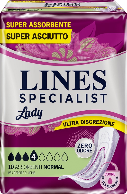 ASSORBENTI PER INCONTINENZA LINES SPECIALIST LADY NORMAL 10 PEZZI - Farmacia Dott. Pasquale Russo