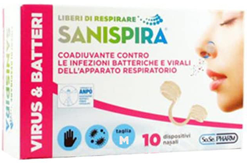 SANISPIRA VISUR & BATTERI FILTRO NASALE MEDIUM 10 PEZZI - Farmacia Dott. Pasquale Russo