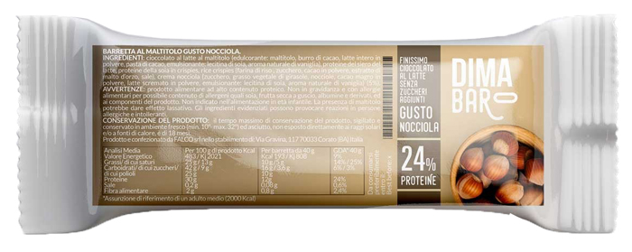 DIMABAR BARRETTA AL MALTITOLO GUSTO NOCCIOLA 40 G - Farmacia Dott. Pasquale Russo