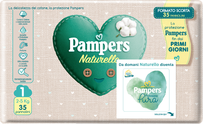 PANNOLINI PAMPERS PROTEZIONE PURA NATURELLO NEWBORN 35 PEZZI - Farmacia Dott. Pasquale Russo