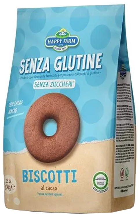 HAPPY FARM BISCOTTI AL CACAO SENZA ZUCCHERO 200 G - Farmacia Dott. Pasquale Russo