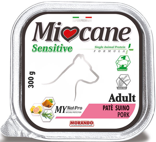 MIOCANE SENSITIVE SINGLE ANIMAL PROTEIN FORMULA ADULT PATE' PROSCIUTTO 300 G - Farmacia Dott. Pasquale Russo