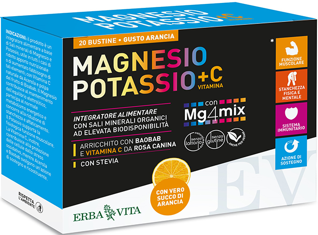 MAGNESIO POTASSIO +C VITAMINA GUSTO ARANCIA 20 BUSTINE DA 3,8 G - Farmacia Dott. Pasquale Russo
