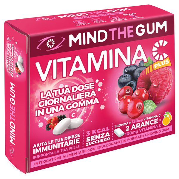MIND THE GUM VITAMINA C FRUTTI ROSSI 18 GOMME CONFETTATE SENZA ZUCCHERO - Farmacia Dott. Pasquale Russo