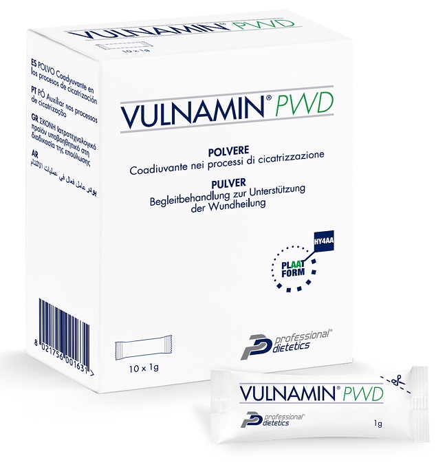 VULNAMIN PWD MEDICAZIONE INTERATTIVA IN POLVERE DI SODIO JALURONATO E AMINOACIDI 10 STICK PACK - Farmacia Dott. Pasquale Russo