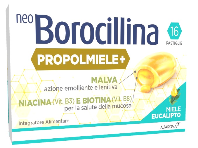 NEOBOROCILLINA PROPOLMIELE+ MIELE/EUCALIPTO 16 PASTIGLIE - Farmacia Dott. Pasquale Russo