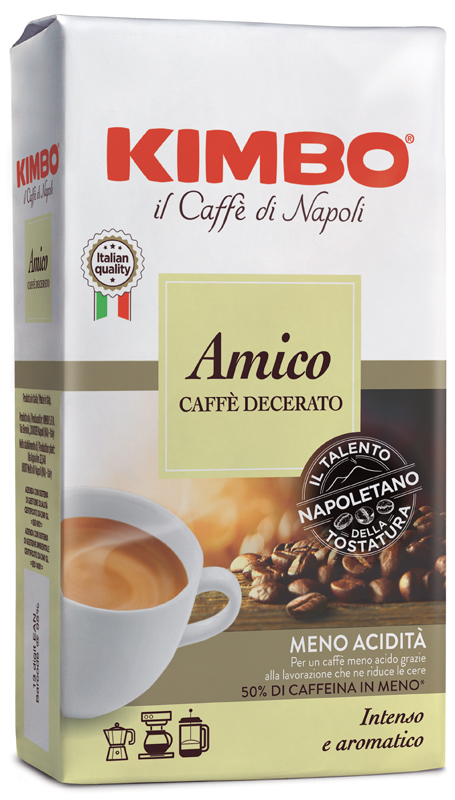 KIMBO AMICO CAFFE' TORREFATTO DECERATO E MACERATO 225 G - Farmacia Dott. Pasquale Russo