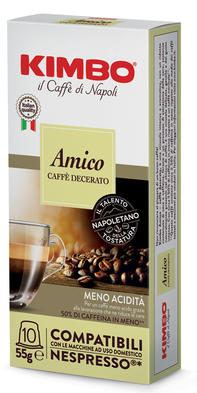 KIMBO AMICO CAFFE' TORREFATTO DECERATO E MACERATO 10 CAPSULE COMPATIBILI NESPRESSO 5,5 G - Farmacia Dott. Pasquale Russo