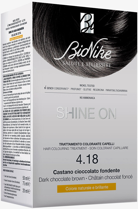 SHINE ON CASTANO CIOCCOLATO FONDENTE 4,18 FLACONE 75 ML + TUBO 50 ML - Farmacia Dott. Pasquale Russo