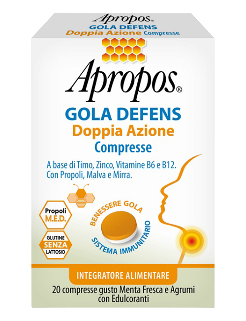APROPOS GOLA DEFENS DOPPIA AZIONE 20 COMPRESSE - Farmacia Dott. Pasquale Russo