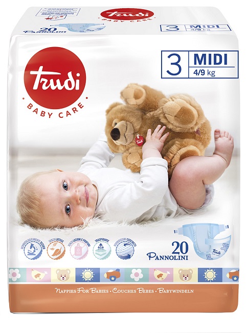 TRUDI BABY CARE PANNOLINO BAMBINI MIDI 4/9 KG 20 PEZZI - Farmacia Dott. Pasquale Russo