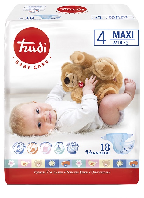 TRUDI BABY CARE PANNOLINO BAMBINI MAXI 7/18 KG 18 PEZZI - Farmacia Dott. Pasquale Russo