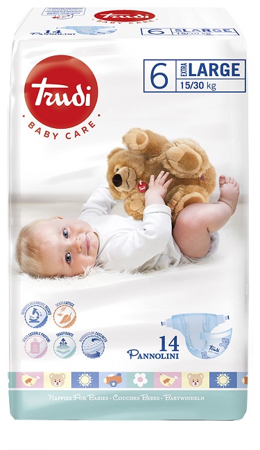 TRUDI BABY CARE PANNOLINO BAMBINI EXTRALARGE 15/30 KG 14 PEZZI - Farmacia Dott. Pasquale Russo