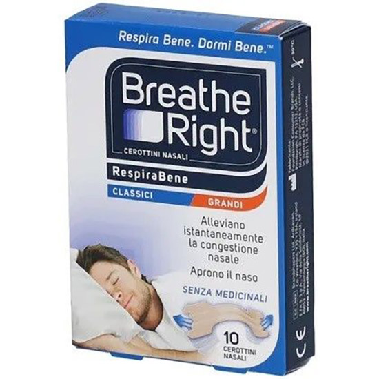 CEROTTI NASALI BREATHE RIGHT CLASSICI GRANDI 10 PEZZI - Farmacia Dott. Pasquale Russo