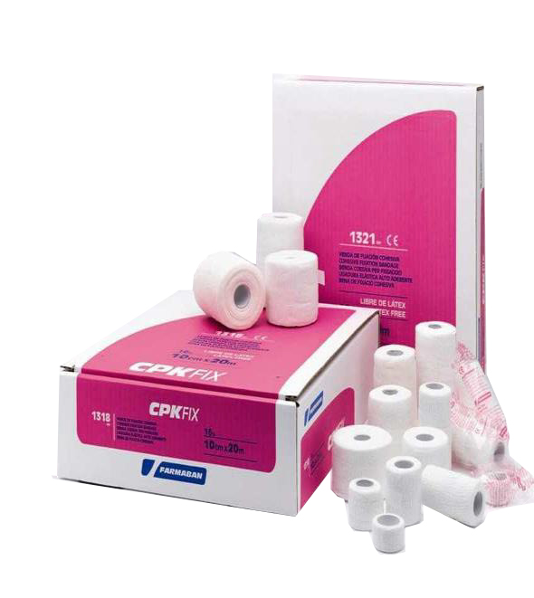 FARMABAN CPK FIX LATEX FREE 10CM X 20M BENDA ELASTICA COESIVA DI FISSAZIONE LATEX FREE DISPENSER BOX 16 PEZZI - Farmacia Dott. Pasquale Russo
