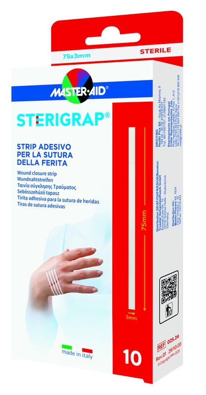 MASTER-AID STERIGRAP STRIP ADESIVO SUTURA FERITE 75X3 MM 10 PEZZI - Farmacia Dott. Pasquale Russo