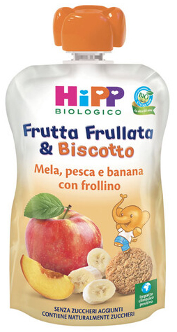 HIPP BIO FRUTTA FRULLATA &BISCOTTO MELA PESCA BANANA FROLLINO 90 G - Farmacia Dott. Pasquale Russo