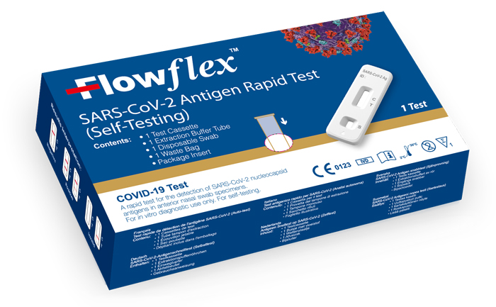 TEST ANTIGENICO RAPIDO COVID-19 FLOWFLEX AUTODIAGNOSTICO DETERMINAZIONE QUALITATIVA ANTIGENI SARS-COV-2 IN TAMPONI NASALI MEDIANTE IMMUNOCROMATOGRAFIA PROVETTA CON ALLUMINIO - Farmacia Dott. Pasquale Russo