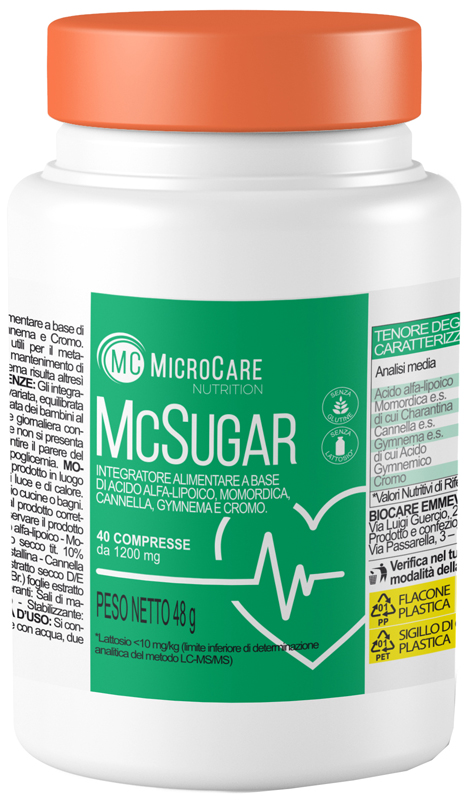 MICROCARE NUTRITION MC SUGAR 40 COMPRESSE DA 1200 MG - Farmacia Dott. Pasquale Russo