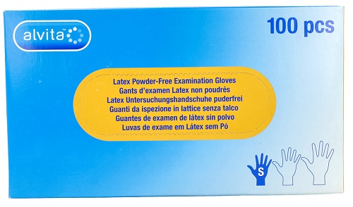 GUANTI DA ISPEZIONE ALVITA IN LATTICE SENZA TALCO S 100 PEZZI - Farmacia Dott. Pasquale Russo