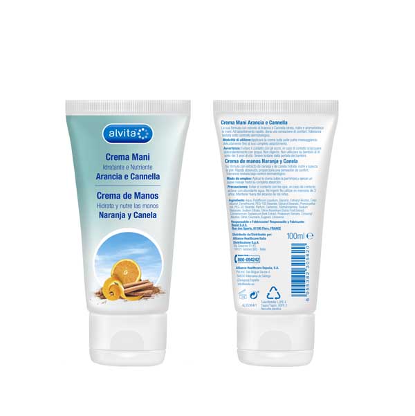 ALVITA CREMA MANI ARANCIA E CANNELLA 100 ML - Farmacia Dott. Pasquale Russo