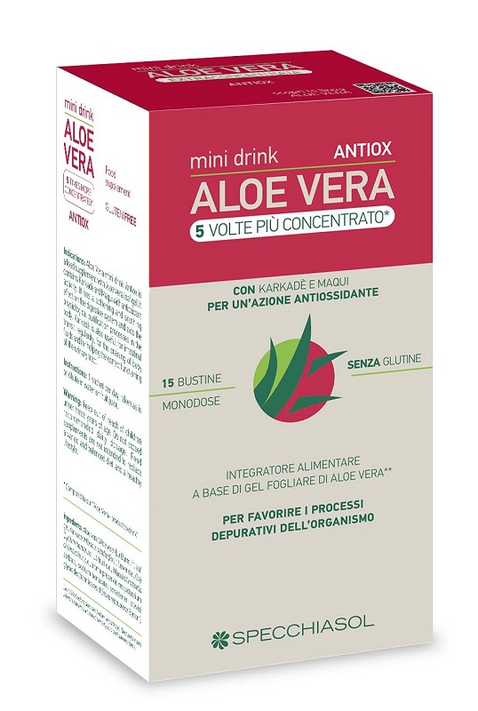 ALOE VERA ANTIOX MINI DRINK 5 VOLTE PIU' CONCENTRATO 15 BUSTINE DA 10 ML - Farmacia Dott. Pasquale Russo