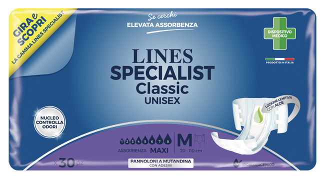 PANNOLONE A MUTANDINA LINES SPECIALIST CLASSIC MAXI MISURA MEDIA 30 PEZZI - Farmacia Dott. Pasquale Russo
