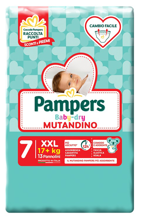 PANNOLINI MUTANDADINA PAMPERS BABYDRY XXL SMALL PACK 13 PEZZI - Farmacia Dott. Pasquale Russo