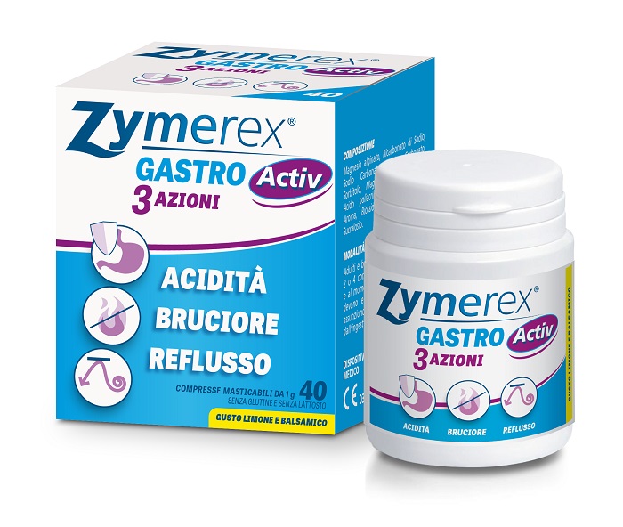 ZYMEREX GASTRO ACTIV 3 AZIONI 40 COMPRESSE MASTICABILI - Farmacia Dott. Pasquale Russo