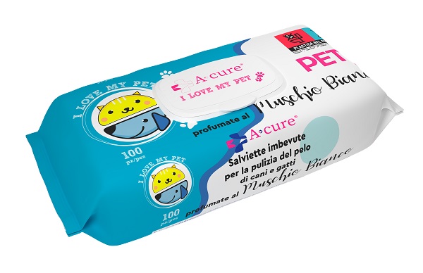 A+CURE I LOVE MY PET SALVIETTE POP-UP MUSCHIO BIANCO 100 PEZZI RICARICA - Farmacia Dott. Pasquale Russo