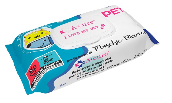 A+CURE I LOVE MY PET SALVIETTE POP-UP MUSCHIO BIANCO 40 PEZZI RICARICA - Farmacia Dott. Pasquale Russo