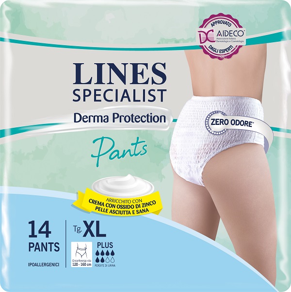 PANNOLONE PER INCONTINENZA LINES SPECIALIST DERMA PANTS PLUS XL 14 PEZZI - Farmacia Dott. Pasquale Russo