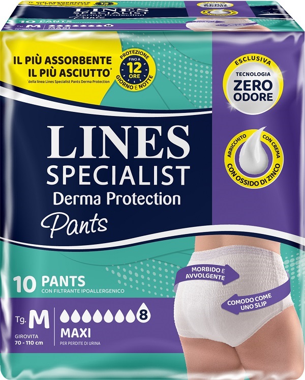 PANNOLONE PER INCONTINENZA LINES SPECIALIST DERMA PANTS MAXI M 10 PEZZI - Farmacia Dott. Pasquale Russo
