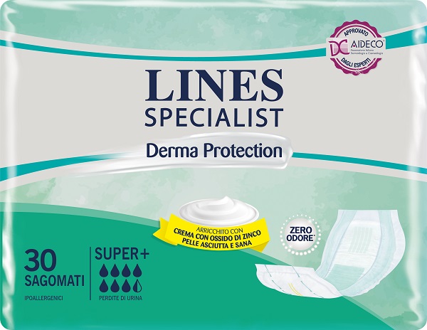 PANNOLONE PER INCONTINENZA LINES SPECIALIST DERMA SAGOMATO SUPER+ 30 PEZZI - Farmacia Dott. Pasquale Russo