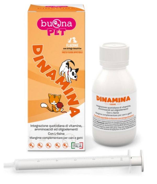 DINAMINA CANI GATTI FLACONE CON SIRINGA DOSATRICE IN PASTA 60 G BUONAPET - Farmacia Dott. Pasquale Russo