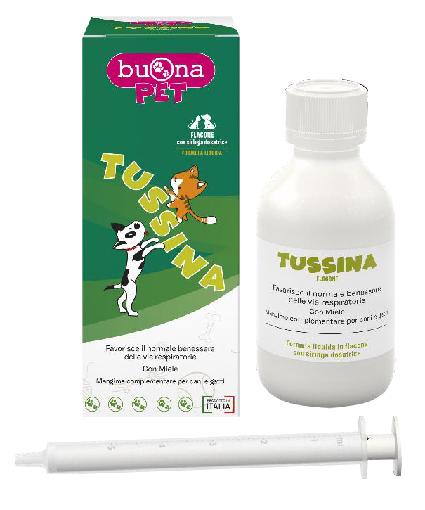 TUSSINA FLACONE CANI E GATTI CON SIRINGA DOSATRICE 100 G BUONAPET - Farmacia Dott. Pasquale Russo