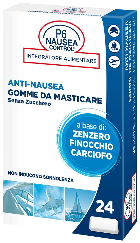P6 NAUSEA CONTROL 24 GOMME DA MASTICARE SENZA ZUCCHERO - Farmacia Dott. Pasquale Russo