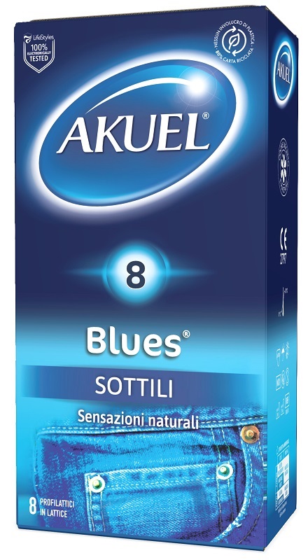 PROFILATTICO AKUEL BLUES SOTTILE 8 PEZZI - Farmacia Dott. Pasquale Russo